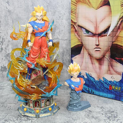Super Tri Goku Super Saiyan Double Headed Statue Boxed Figure Model Ornament