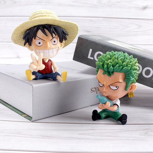 Q version of the seated King of Thieves Straw Hat Luffy holding bottle Solon anime model